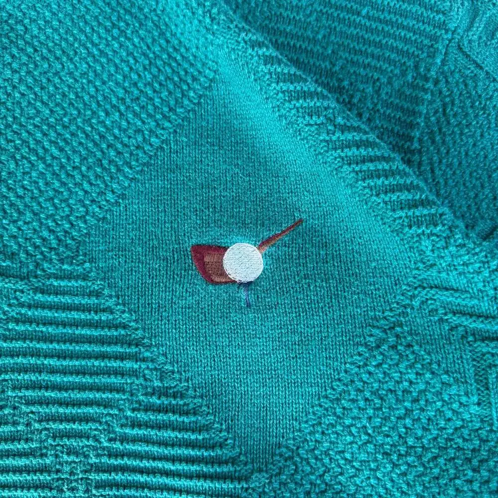 Vintage Croft & Barrow Textured Golf Embroidered Cotton Crewneck Sweater
